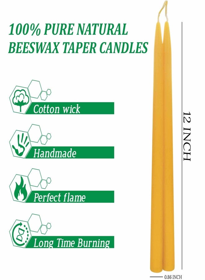 ENCANLIGHT 12 Inch Beeswax Taper Candles, Natural Bees Wax Long Candlestick Tapers 12 Pack, 10 Hour Long Burning, Dripless and Smokeless for Home Dinner Christmas Spa Relaxation - Image 2